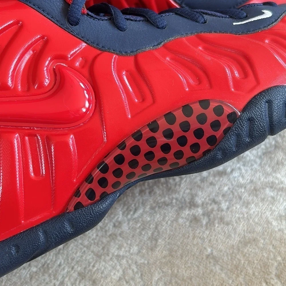 Nike Air Foamposite Little Posite Pro University Red Blue Lace Up Sneakers Shiny